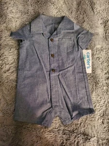 NWT Carter's Child of Mine Baby Boy Blue Romper One Piece Size 6-9 Months - Picture 1 of 2