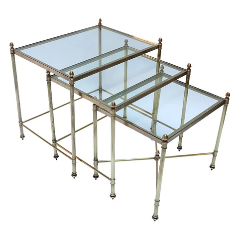 Set of Three 1960s Italian Brass Nesting Tables Cover