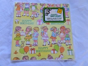 De colección Envoltura Regalo Niños Feliz Cumpleaños Sangamón Fondo Amarillo Niños - Imagen 1 de 6