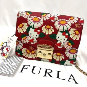 Rare Furla x Hello Kitty Metropolis Red Floral Shoulder Bag Sanrio New - Picture 1 of 10
