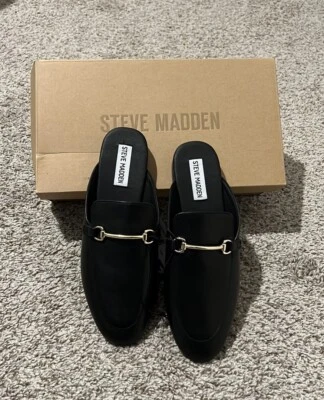 Mules Steve Madden Galilea de cuero para mujer, talla US7 negras Foto 1 de 4
