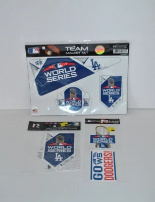 L A Dodgers MLB World Series 2018 Team Magnet/Die Cut & Sticker Set of 3 NIP - Image 1 of 4