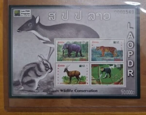 2011 Wildlife Conservation Society Laos PDR Program Animal Souvenir Sheet Stamp - Picture 1 of 10