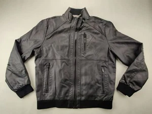 Calvin Klein Herren Medium Schwarz Leder Full Zip Langarm Jacke - Bild 1 von 8