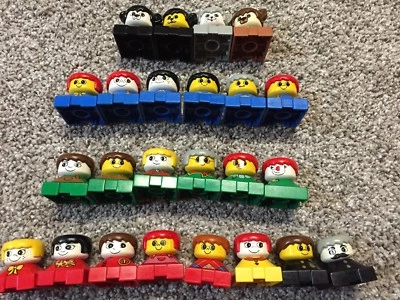 lego duplo vintage square base figures boy girl cat dog animals 1970 1980 rare - Image 1 of 4