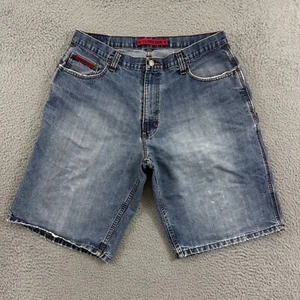 Vintage US Polo Assn Shorts Mens 34 Blue Denim Loose Carpenter Baggy Skater 11" - Picture 1 of 11