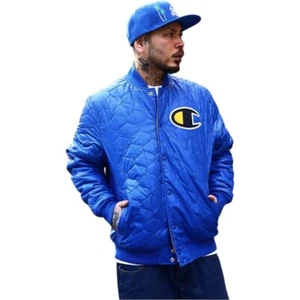 Men's Size L Champion Insulated Puffer Jacket Blue Yellow Gold Reversible NWT - Picture 1 of 11