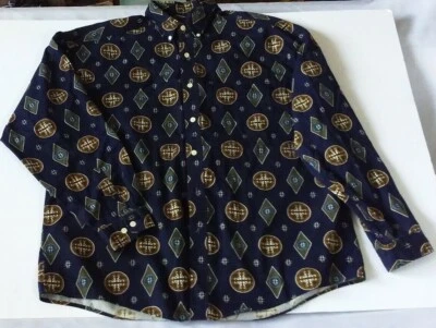 Structure Long Sleeve Mens Button Up Shirt Sz XL Blue w/multi-colored Geometrics - Image 1 of 4