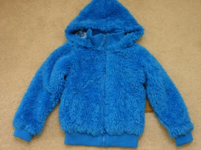 NYT grls fluffy coat size 6/6X hooded jacket lined blue route 66 - Image 1 of 2