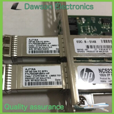 HP NC523SFP Dual Port 593717-B21 Server Adapter + FTLF8528P2BNV  HPTransceiver - Image 1 of 3