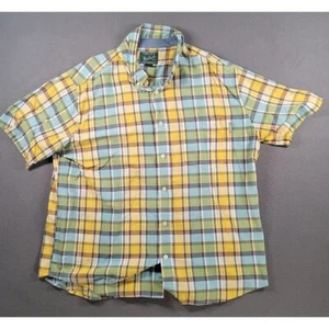 Vintage Woolrich Shirt Polo Mens XXL Yellow Plaid Hiking Outdoor Summer - Picture 1 of 6