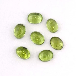 PERIDOT 6 x 4 MM OVAL CUT CABOCHON ALL NATURAL 4 PIECE SET F-3416 - Picture 1 of 1