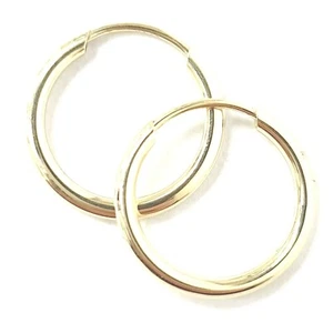 9ct Gold Sleeper Hoop Earrings 12mm Size Men's or Ladies SOLD AS A PAIR - Picture 1 of 12