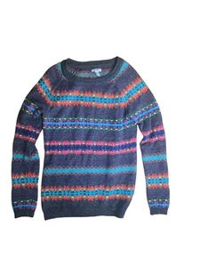 Suéter Multicolor Antiguo Azul Marino Fair Isle Acogedor Gris Vacaciones Pre-amado Talla Mediana - Imagen 1 de 2