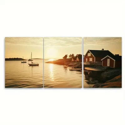 3pcs Sun Over The Archipelago Sea Metal Print Ready to Hang Art - Image 1 of 4