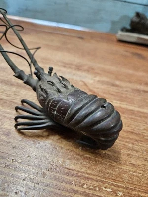 Antigua estatua japonesa de bronce de langosta espinosa era Meiji escultura estatuilla 8,2 pulgadas Foto 1 de 4