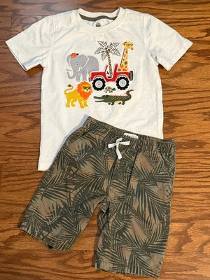 Little Boy Size 6 KIDS HEADQUARTERS Graphic Safari T-Shirt & Woven Shorts Set - Image 1 of 4