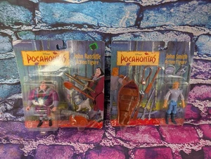 2 action figure vintage Pocahontas sigillate NOS John Smith & Ratcliffe MOC complete - Foto 1 di 8