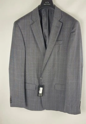 Blazer AX Armani Exchange Para Hombre Ajuste Moderno Lana Cuadros en Gris/Azul-42S Foto 1 de 4