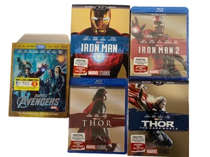 Marvel Iron-Man 1, 2 / Thor 1, 2 / Avengers 5-Film Blu-ray Lot NEW w/Slipcovers - Picture 1 of 12