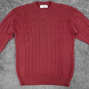 Pringle Of Scotland Wool Chunky Cable Knit Jumper Size XL Red Winter Warm Crew - Picture 1 of 19
