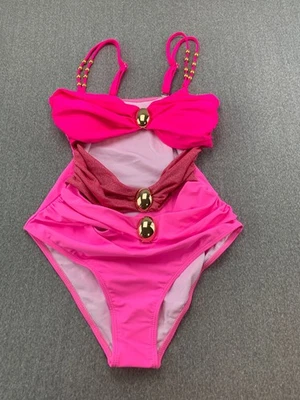 Maiô feminino sexy recortado com joias tamanho M ombre rosa emagrecimento fofo - Imagem 1 de 4