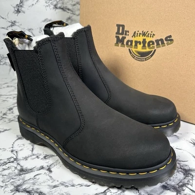 Stivali Chelsea DR MARTENS neri 2976 foderati in pile in pelle TAGLIA UK8 EU42 pull up - Immagine 1 di 4