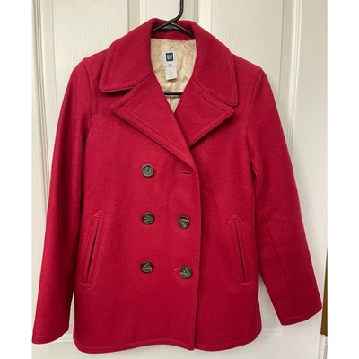 GAP XS Wool red blazer doubled breasted Peacoat classic coat - Image 1 of 4