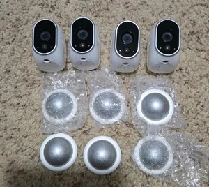 4 Netgear Arlo VMC3030 Add-on Cameras w/ 6 Stands - Picture 1 of 5