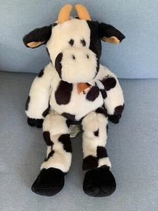BUILD A BEAR PLUSH BLACK & WHITE HOLSTEIN COW W/COW BELL   18" - Picture 1 of 2