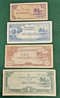 Oceania WW2 Japanese Invasion Money (JIM) 1942 Lot de 4 - Chick #s 1, 2, 3 & 4