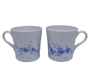 Celestial Blue Flowers Mug Set (2) Corning Cup 8 oz Prty Mail Shp - Picture 1 of 9