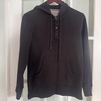 Sudadera con capucha negra pequeña resistente a la intemperie vintage para hombre de 1/4 con botones Foto 1 de 4