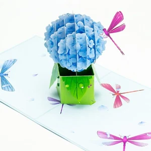 Hydrangea & Dragonfly Pop Up Card - Picture 1 of 3
