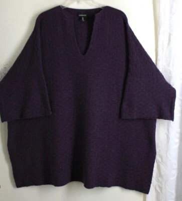 Suéter túnica caftán con textura 100 % cachemir Eskandar O/S púrpura rico 36" L $3290  Foto 1 de 4