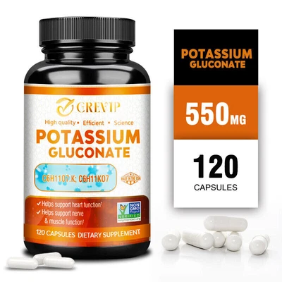 GREVIP Gluconato de potasio 550 mg - Salud del corazón, apoyo a la función
