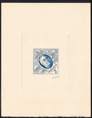 Estampilla 1956 Mónaco FDR Roosevelt artista prueba firmada Gandon Miermont FIPEX Foto 1 de 2