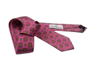 Cravate Cravattino 6CM Soie Fantaisie Fuchsia Top Quality Fait Main En Italie - Bild 1 von 2