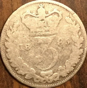 1885 GREAT BRITAIN SILVER THREEPENCE - Picture 1 of 2