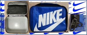 VTG 90s Nike Lunch Box blue & White zipper closure Swoosh NO HOLES ZIPPER WORKS - Picture 1 of 16