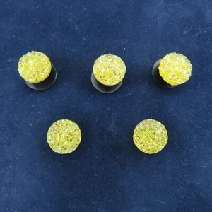 SUNSHINE YELLOW Faux Druzy Shoe Charms for Shoes Wristbands Set of 5 Sparkly - Picture 1 of 5
