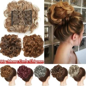 LARGE 100% REAL Messy Bun Scrunchie Hair Extensions Ponytail As Human Hair Piece - Picture 1 of 33
