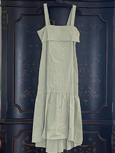 $395 Theory Tie-Back Midi Dress in Good Linen M0203606 | Mint | Large - Picture 1 of 17