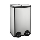Kitchen Recycling Bins, 2 x 30L Double Rubbish Bin with Lids and Plastic Inner