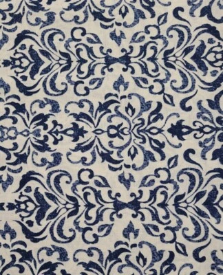 1 ярд x 43 «100% хлопок, темно-синий дамасский на желтовато-коричневый - Изображение 1 из 2