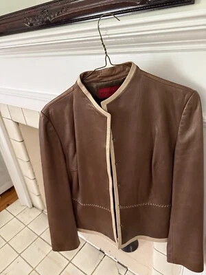 Womens Brown Leather Jacket Size M - Image 1 of 3