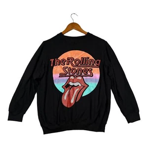 The Rolling Stones Hot Lips 1975 US Tour schwarz Sweatshirt Erwachsene Rock Band Gr. M - Bild 1 von 4