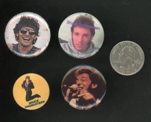 4x Lot Vintage Original 80s Springsteen Album Cover Band Concert Tour Pin Button - Picture 1 of 2