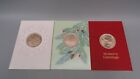 Vintage Lot Of 3 Franklin Mint Holiday Christmas Greeting Cards & Coin Medals