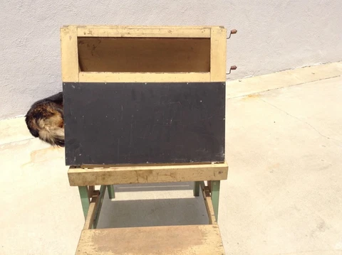 Antique/Vintage Painted Wood Child's Desk & Chair & Chalkboard**Folds up Flat Cover